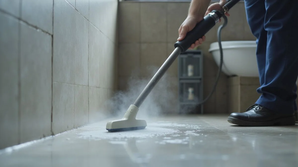 Steam cleaning bathroom grout