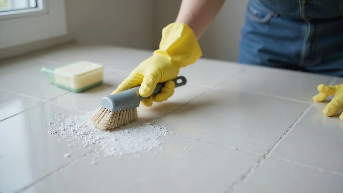Cement splatter removal from new tile