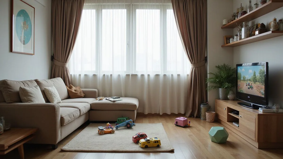 Lived-in family living room in Malaysian condo