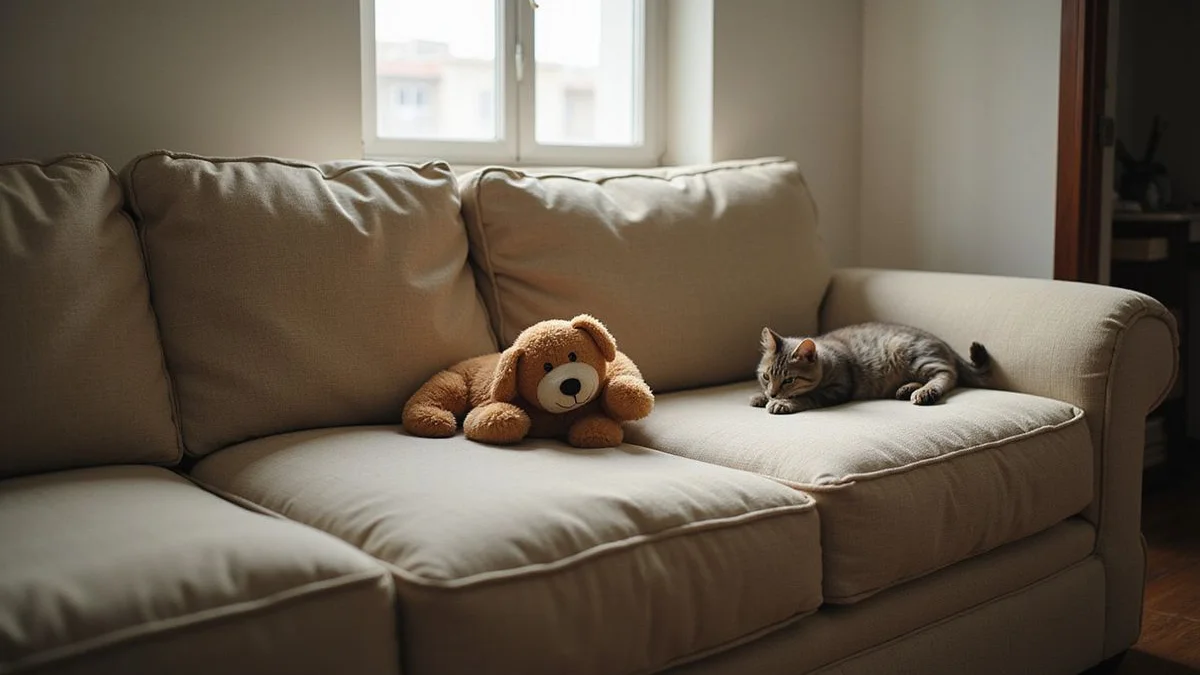 Family sofa in lived-in Malaysian living room