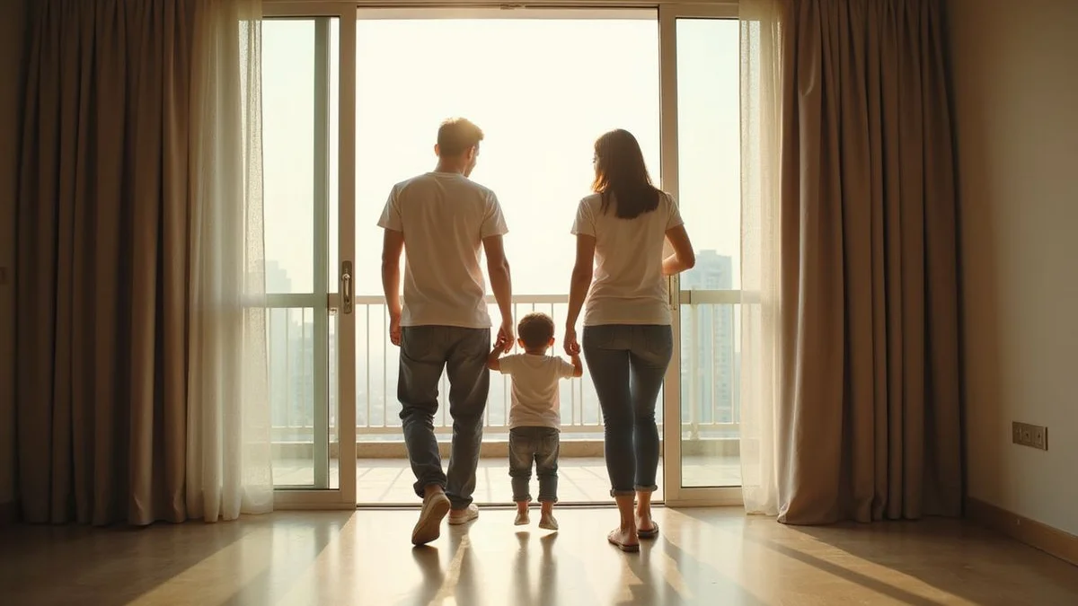 Family moving into freshly cleaned Malaysian condo