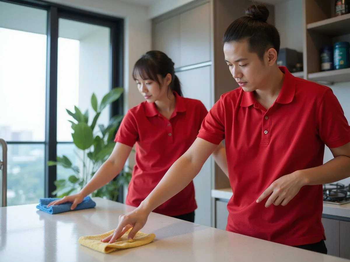 Super Shine professional Malaysian cleaning team at work in an Ampang home