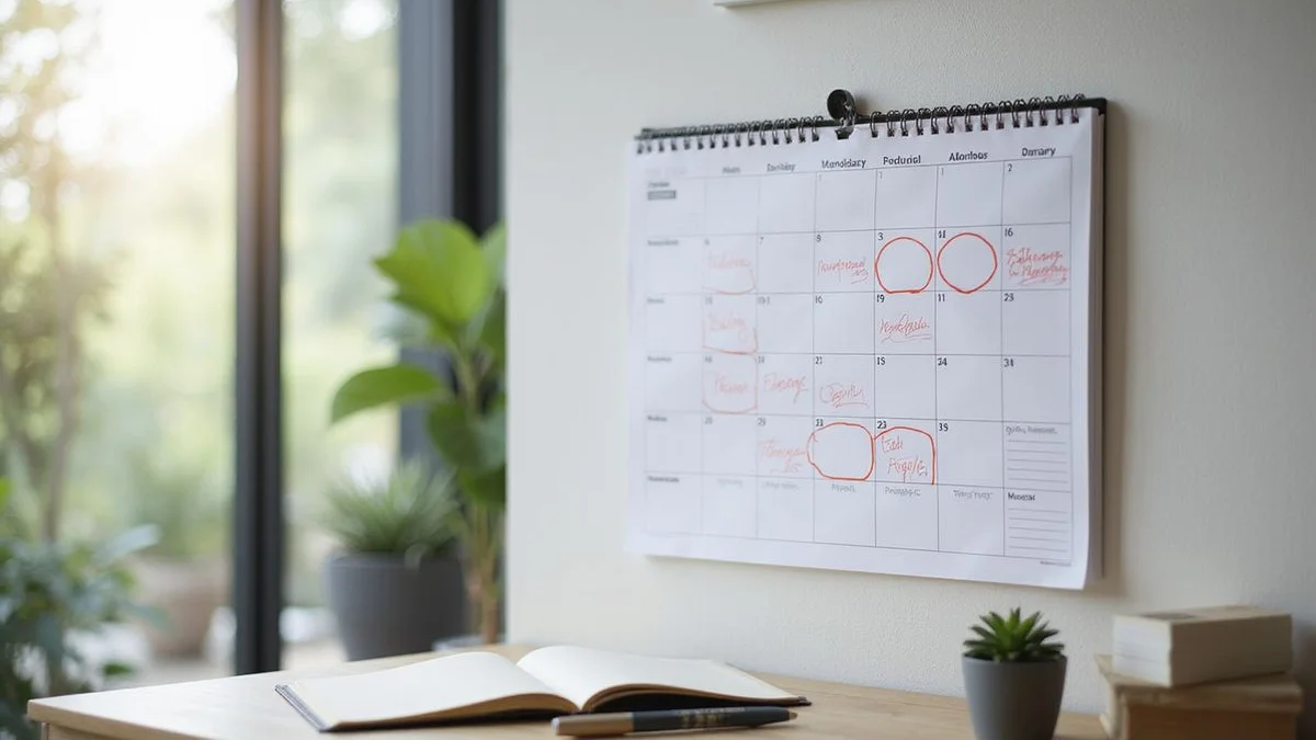 Calendar with quarterly deep-clean dates marked